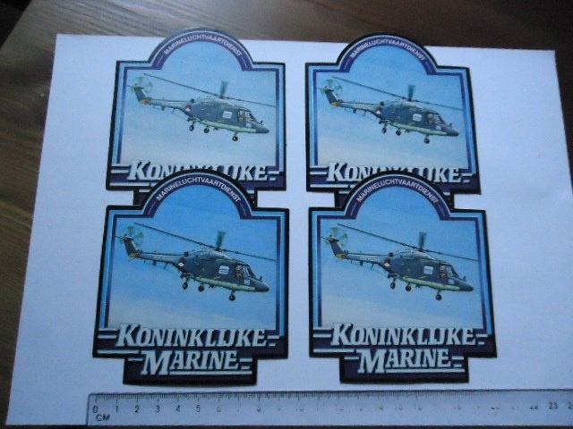 sticker oud MARINE LEGER Heli helikopter luchtvaartdienst 4x, Verzamelen, Verzenden, Zo goed als nieuw, Bedrijf of Vereniging