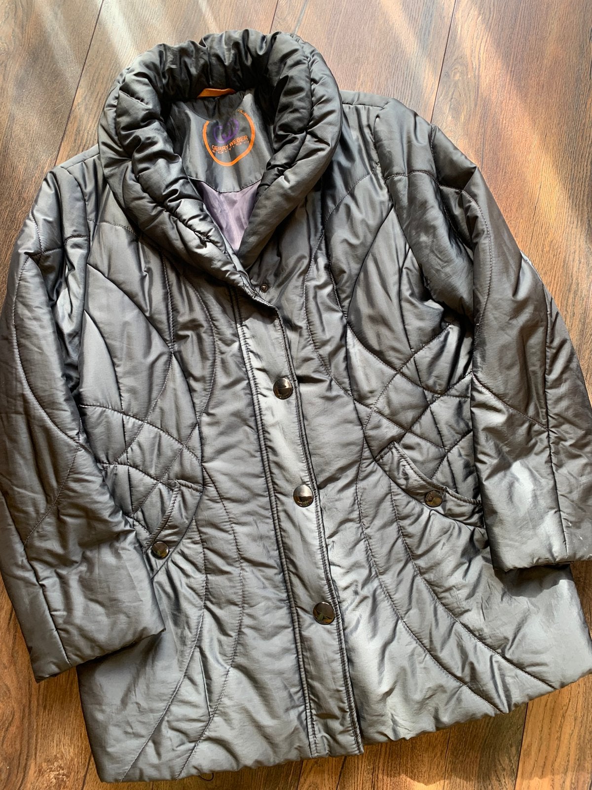 Gerry Weber dames winterjas 44/46 rits drukkers zilvergrijs, Ophalen of Verzenden, Gedragen, Maat 46/48 (XL) of groter