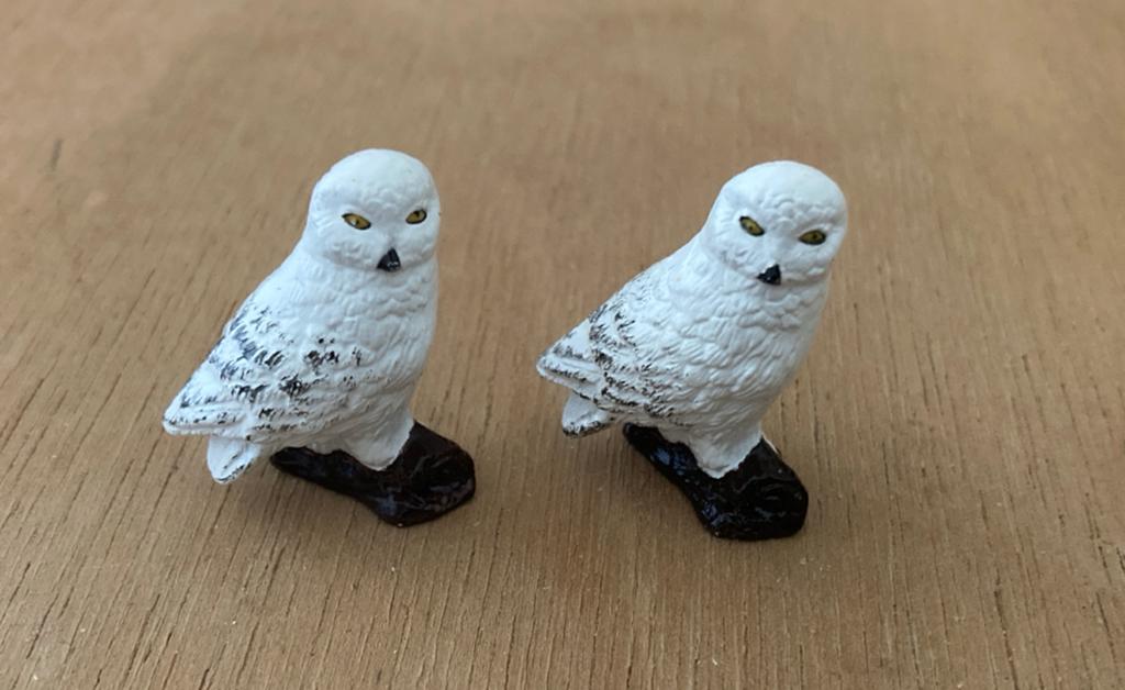 Set van 2 sneeuwuil beeldjes, Verzamelen, Ophalen of Verzenden, Zo goed als nieuw, Vogel, Beeldje of Figuurtje