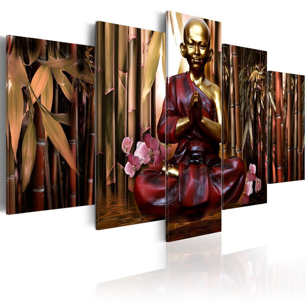 803 Buddha Boedha 5 Luik Canvas Schilderij 200x100cm Nieuw, Ophalen of Verzenden