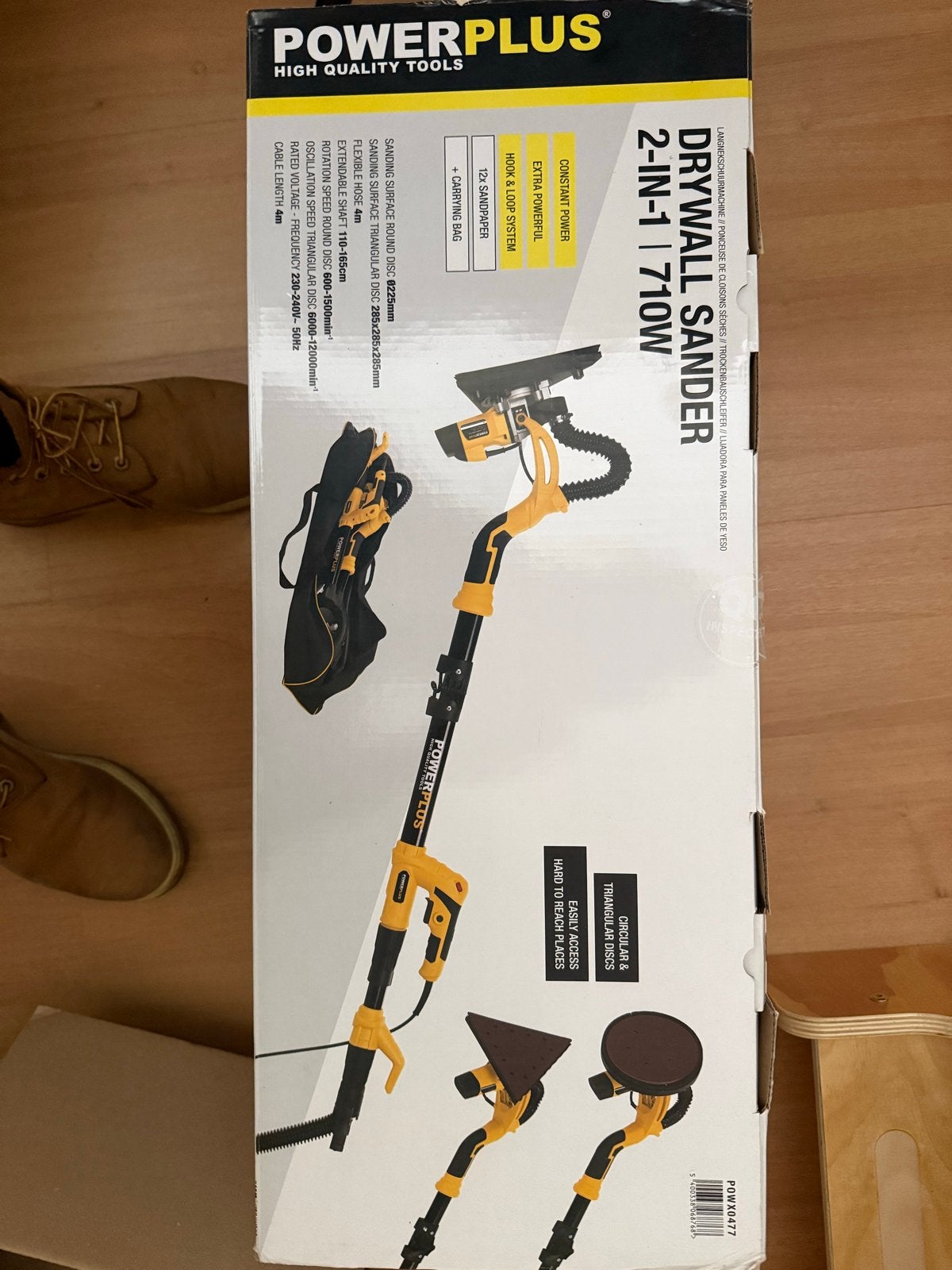 POWERPLUS 2-in-1 Gipsplaatschuurmachine 710W, Ophalen, Zo goed als nieuw, 600 tot 1200 watt, Overige typen