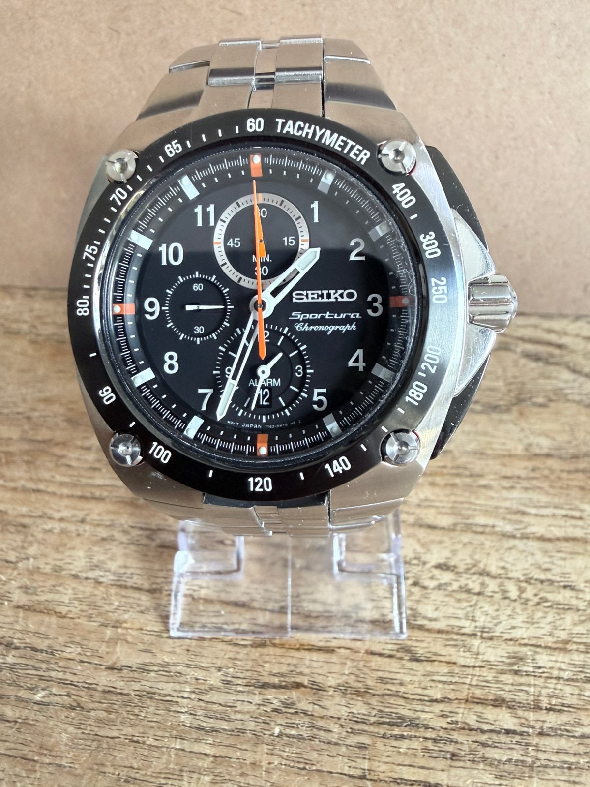 In nieuwstaat Seiko Sportura chrono te koop., Zwart, IOS, Ophalen of Verzenden, Zo goed als nieuw