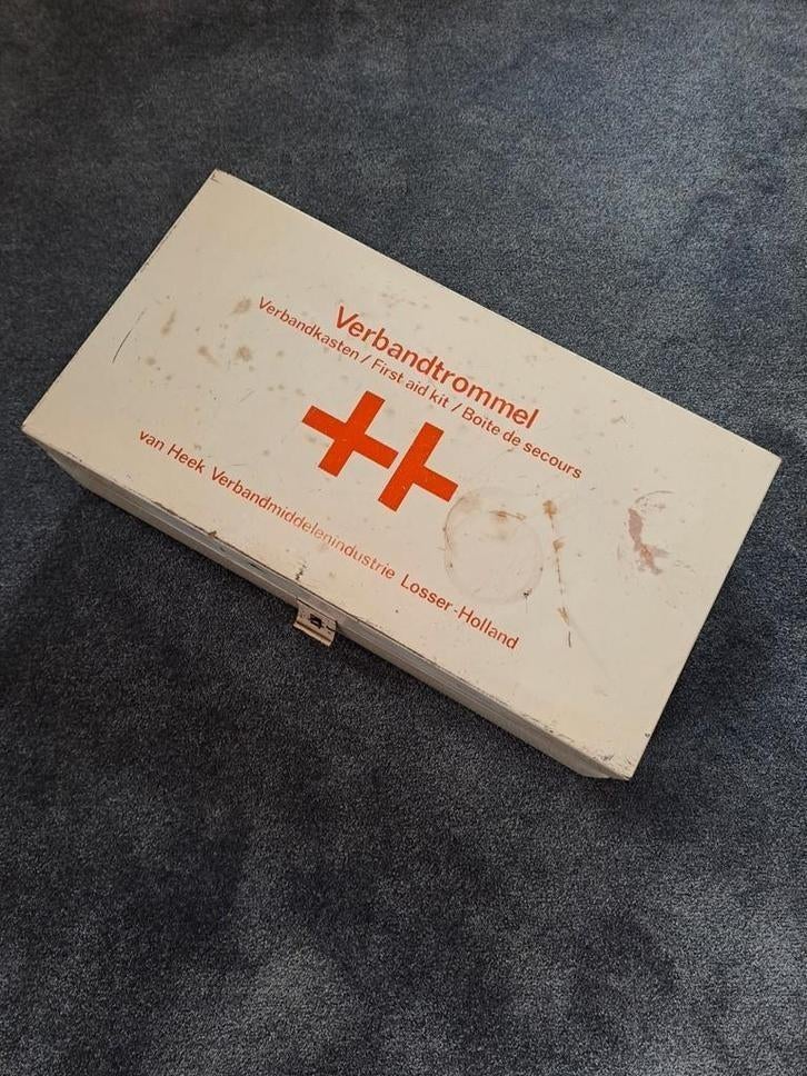 Koopje; Retro Verbandtrommel - Vintage EHBO Kist, Ophalen of Verzenden, Gebruikt