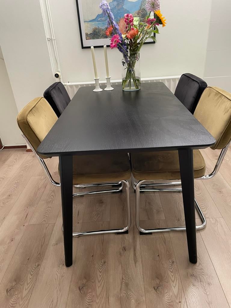 Tafel IKEA Lisabo zwart, Ophalen, 100 tot 150 cm, 50 tot 100 cm, Zo goed als nieuw