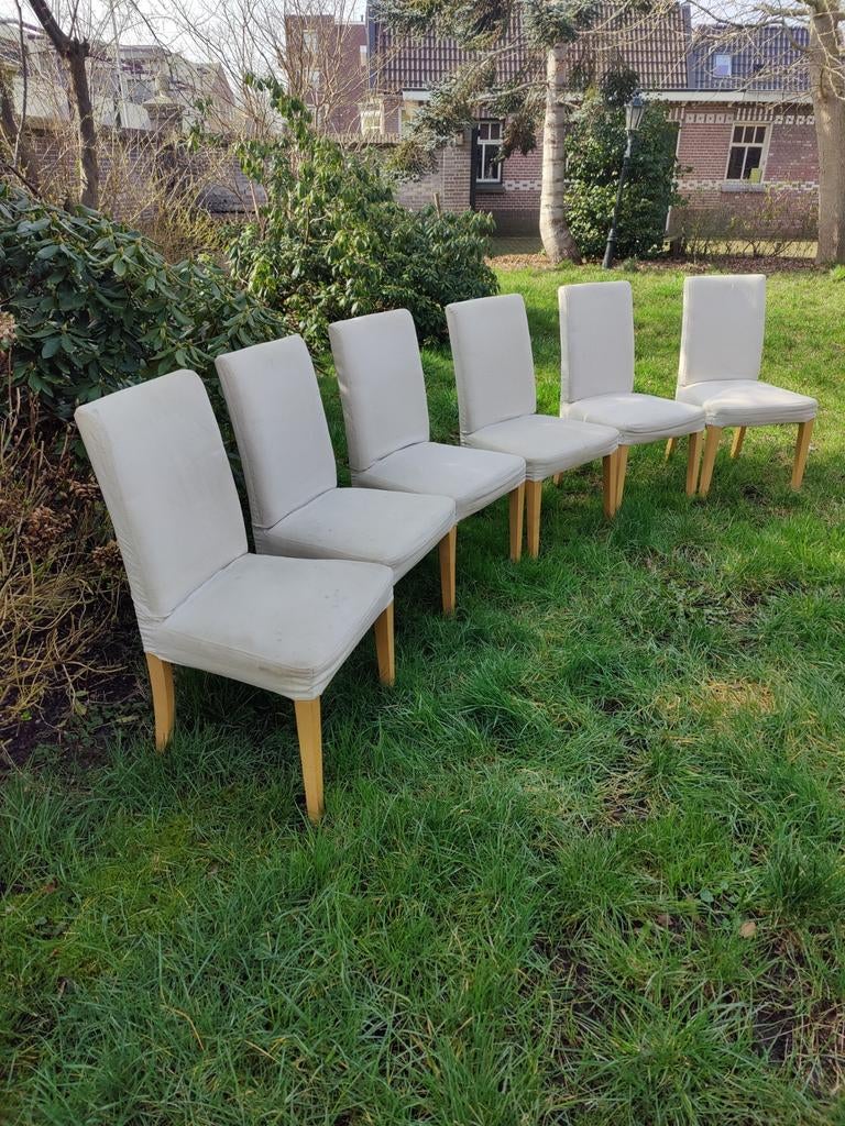 6 IKEA Henriksdal eetkamerstoelen met vervangbare hoezen, Huis en Inrichting, Stoelen, Ophalen, Gebruikt, Overige kleuren, Modern, Scandinavisch