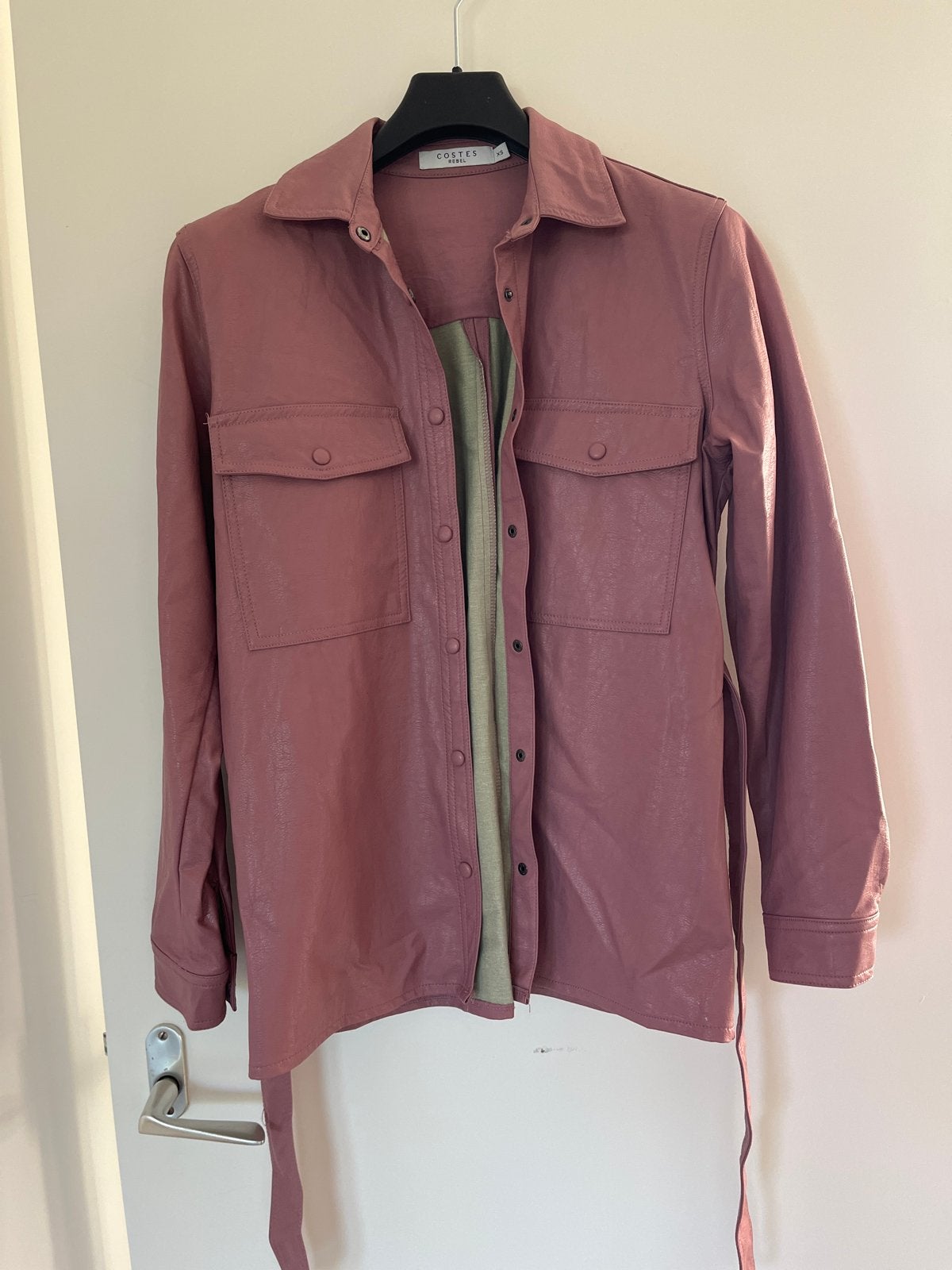 Costes roze leren blouse/jasje met ceintuur, Ophalen, Zo goed als nieuw, Maat 38/40 (M), Roze