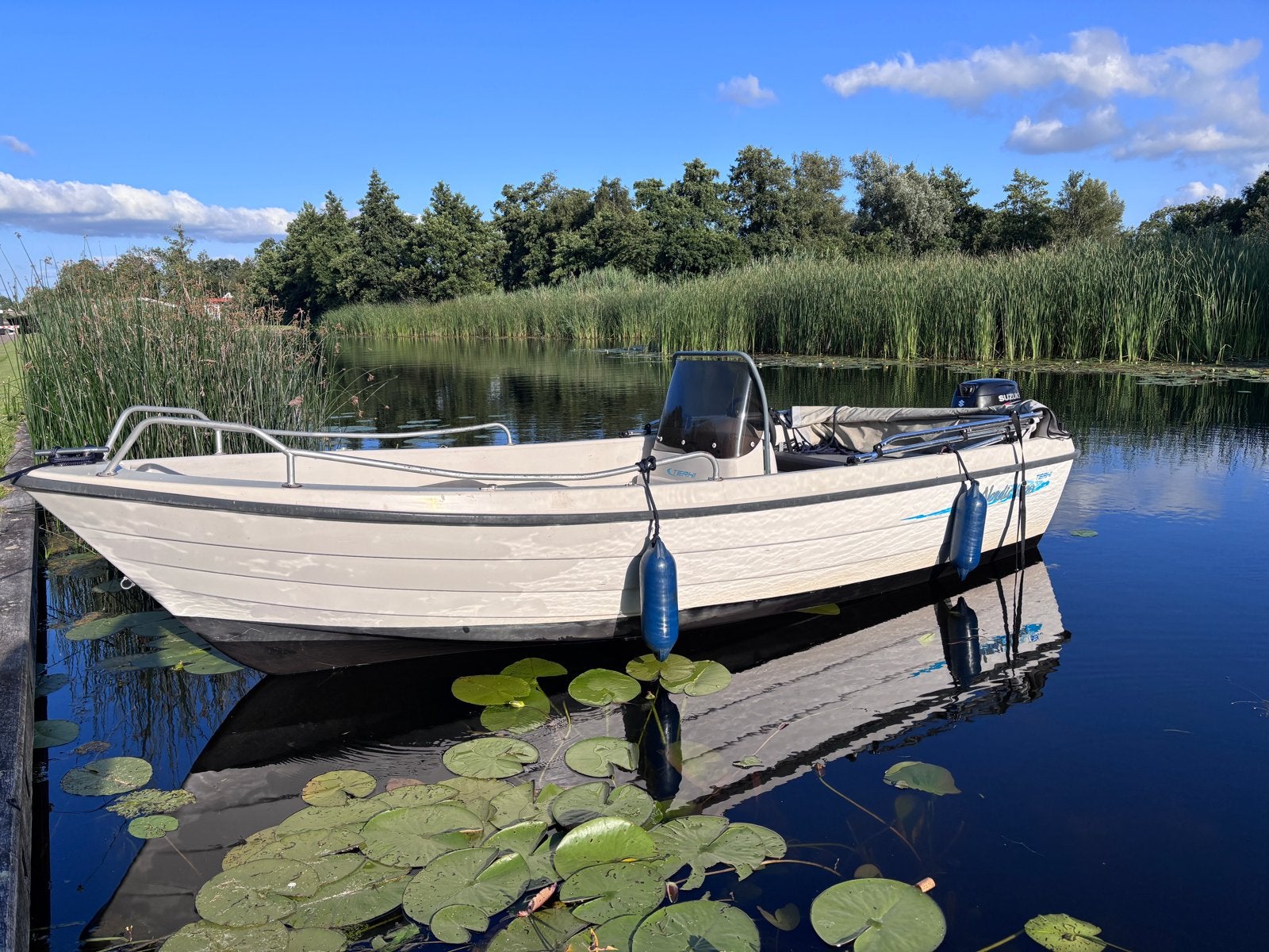 Terhi 6020 Consoleboot met Suzuki buitenboordmotor, Watersport en Boten, Motorboten en Motorjachten, Gebruikt, Polyester, Benzine