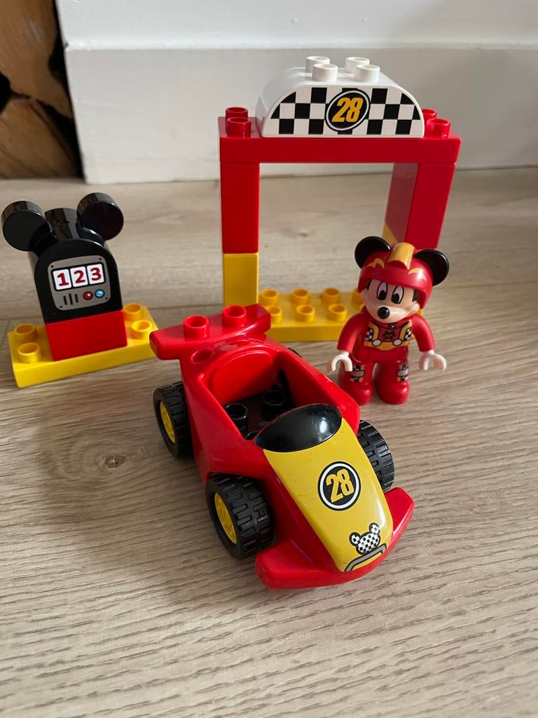 LEGO Duplo Mickey Mouse Racewagen Set (Niet Compleet), Inclusief minifiguren, Gebruikt, Overige thema's, Ophalen of Verzenden