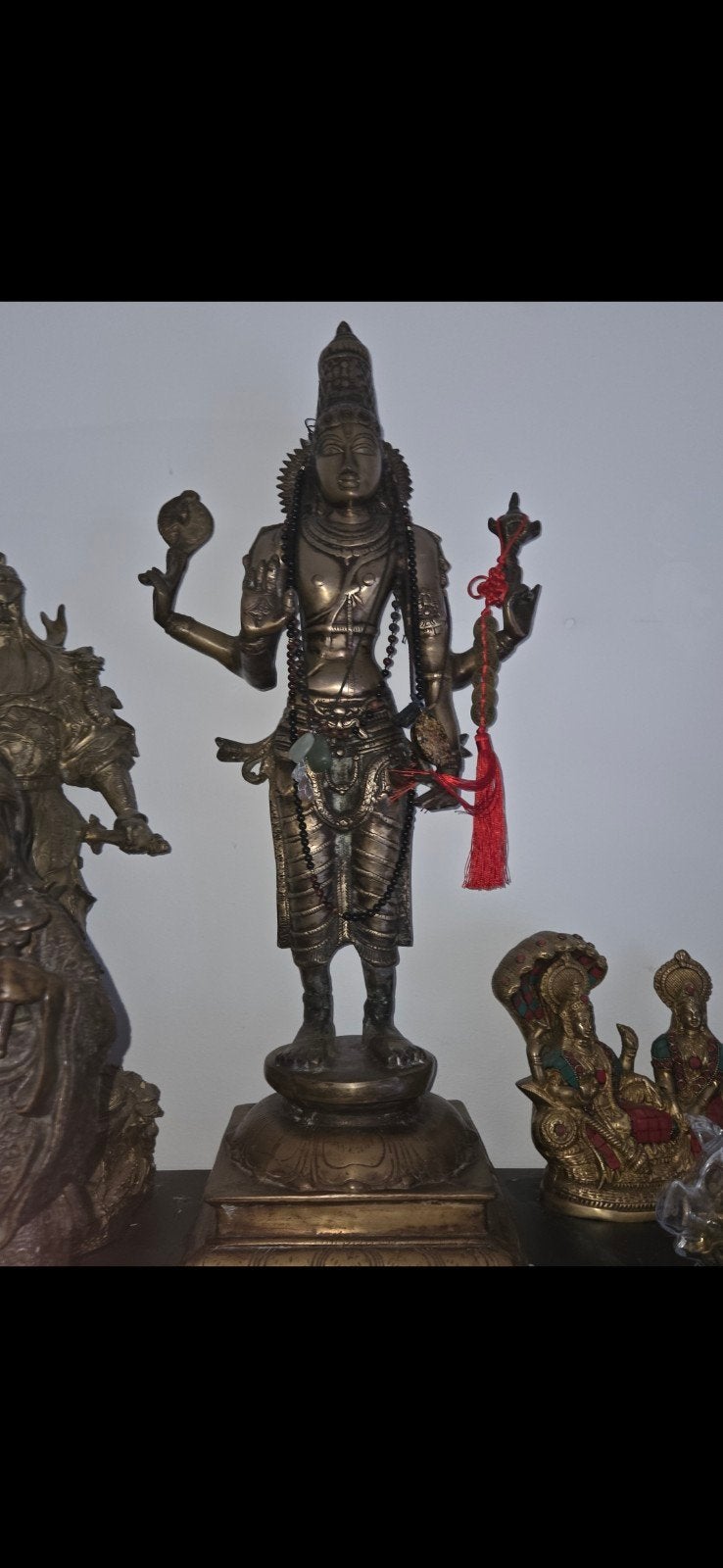 Indrukwekkend bronzen Lakshmi beeld - 70 cm, 16 kg, Antiek en Kunst, Ophalen of Verzenden