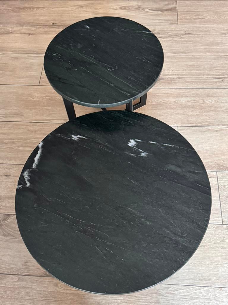 Salontafel set | 70 cm en 50 cm | Luxe marmeren blad, Ophalen, Zo goed als nieuw, Bord