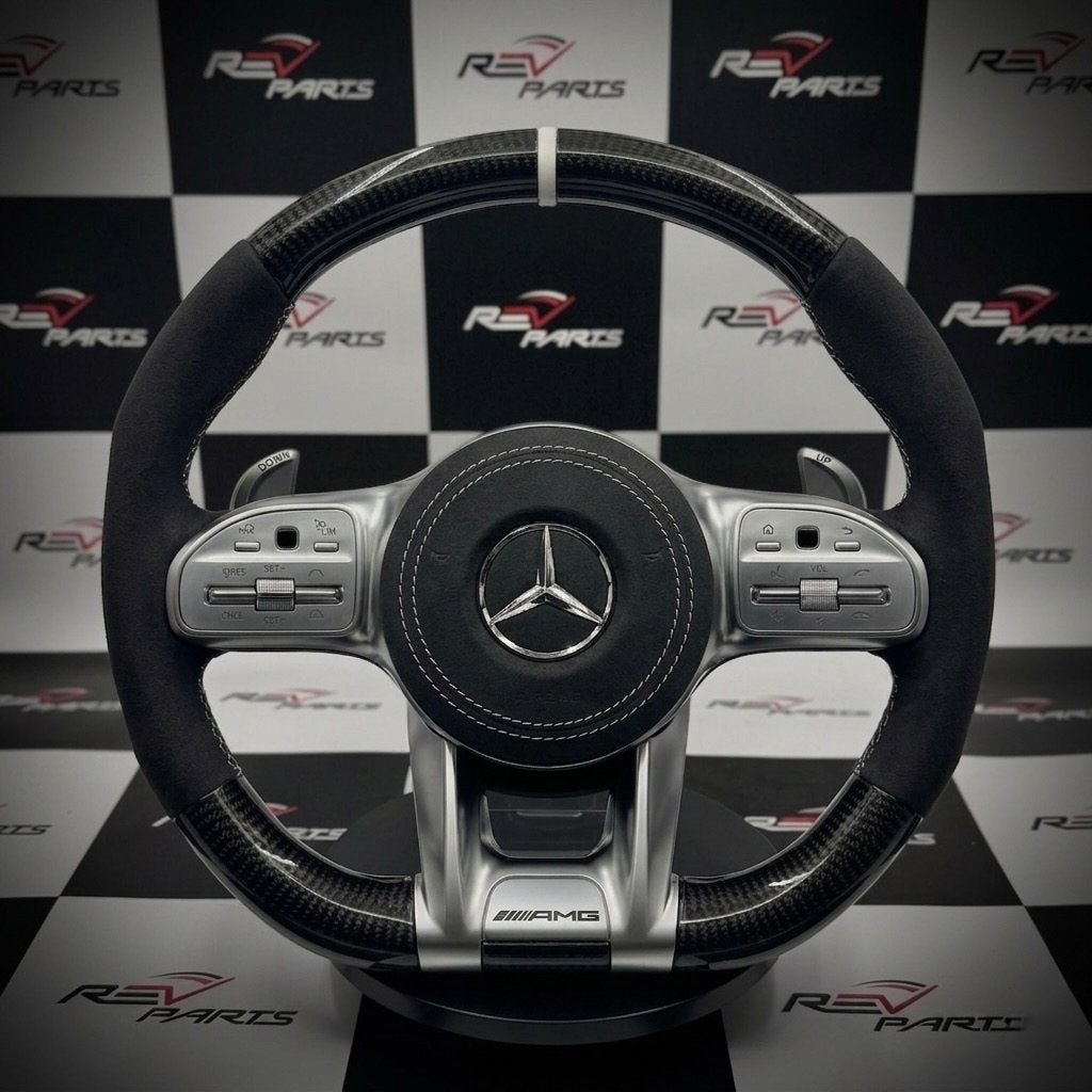 Mercedes stuur alcantara witte stiksels carbon upgrade AMG, Auto diversen, Tuning en Styling, Ophalen of Verzenden, ., ., .