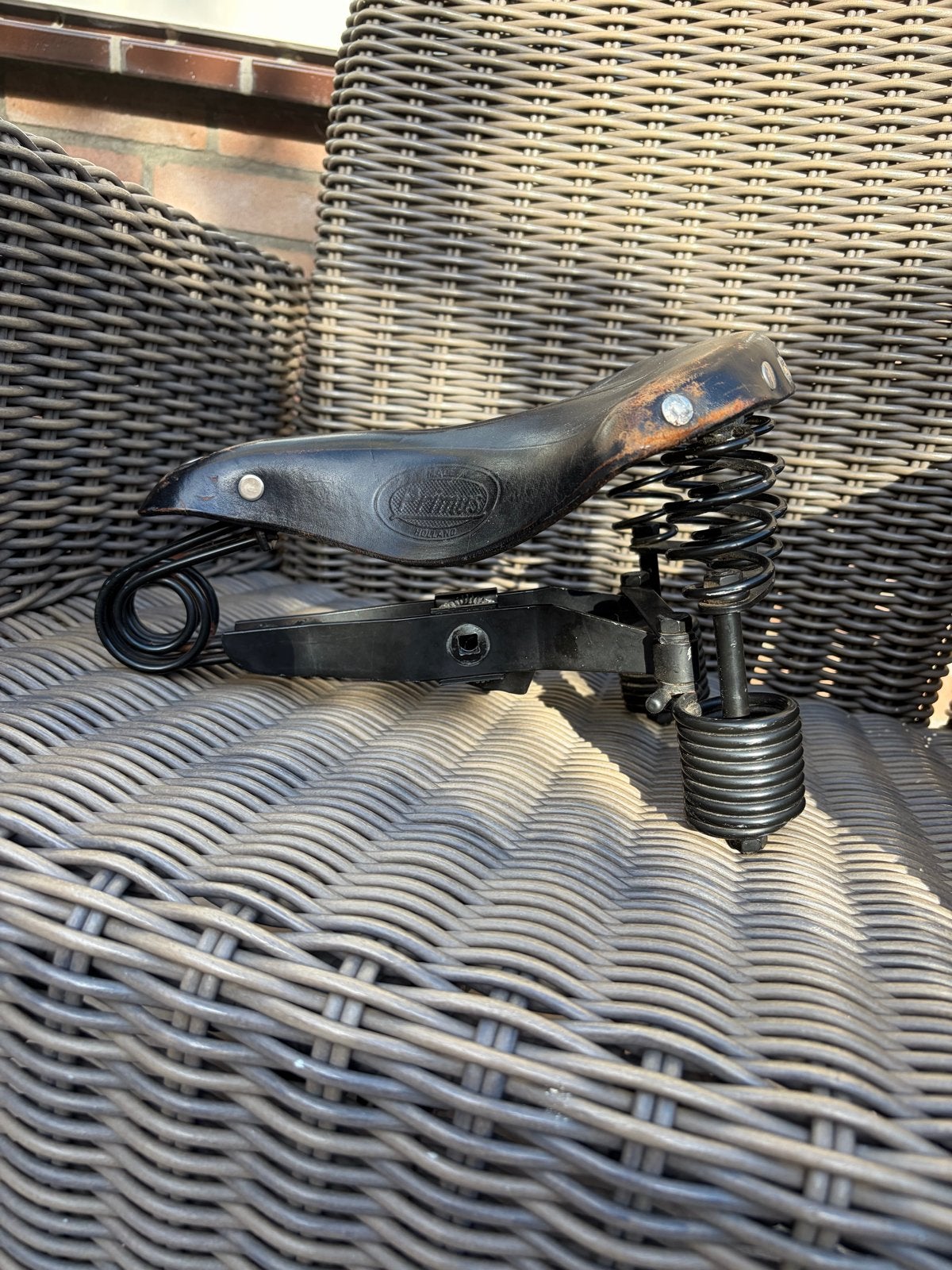 2 x Primus Leren Fietszadel met Veren - Vintage Stijl, Fietsen en Brommers, Gebruikt, Leer, Ophalen of Verzenden, Zadel