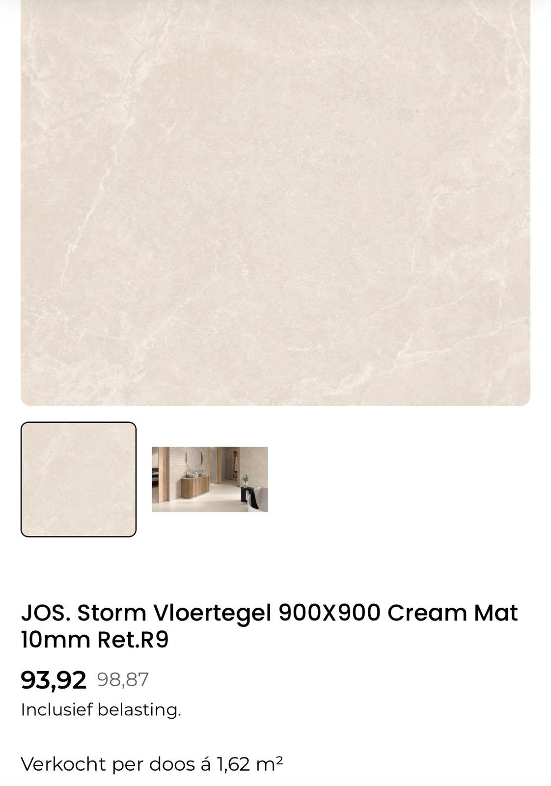 Restpartij keramische vloertegel Jos - Storm Cream 90x90cm, Doe-het-zelf en Verbouw, Tegels, Ophalen, 60 cm of meer, 5 tot 10 m²