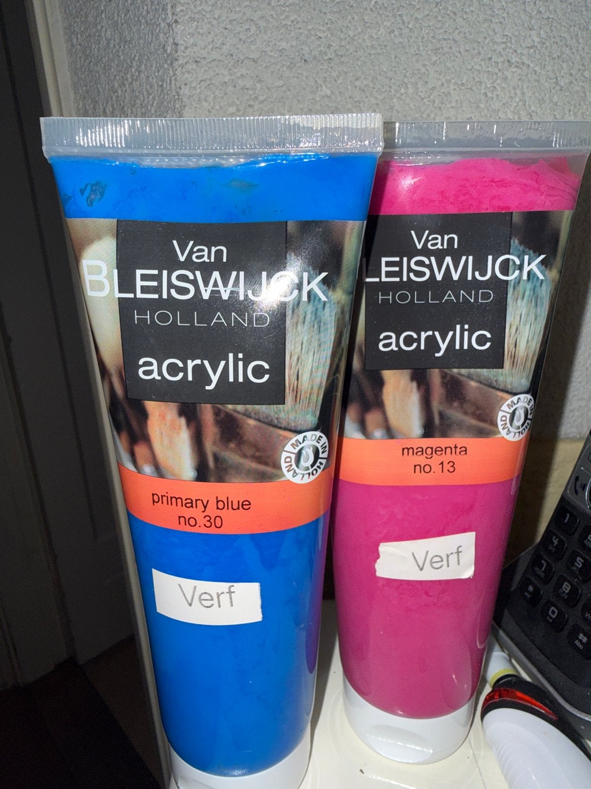 Van Bleiswijck Acrylverf: Primary Blue & Magenta, Ophalen of Verzenden, Zo goed als nieuw, Acrylverf