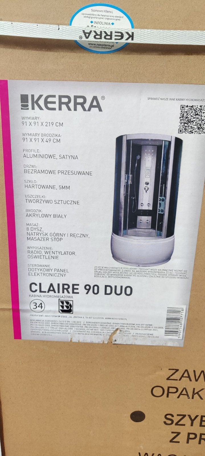 Hydro-massage Douchecabine Kerra Claire 90 Duo Nooit gemonte, Ophalen, Nieuw, Glas, Douche