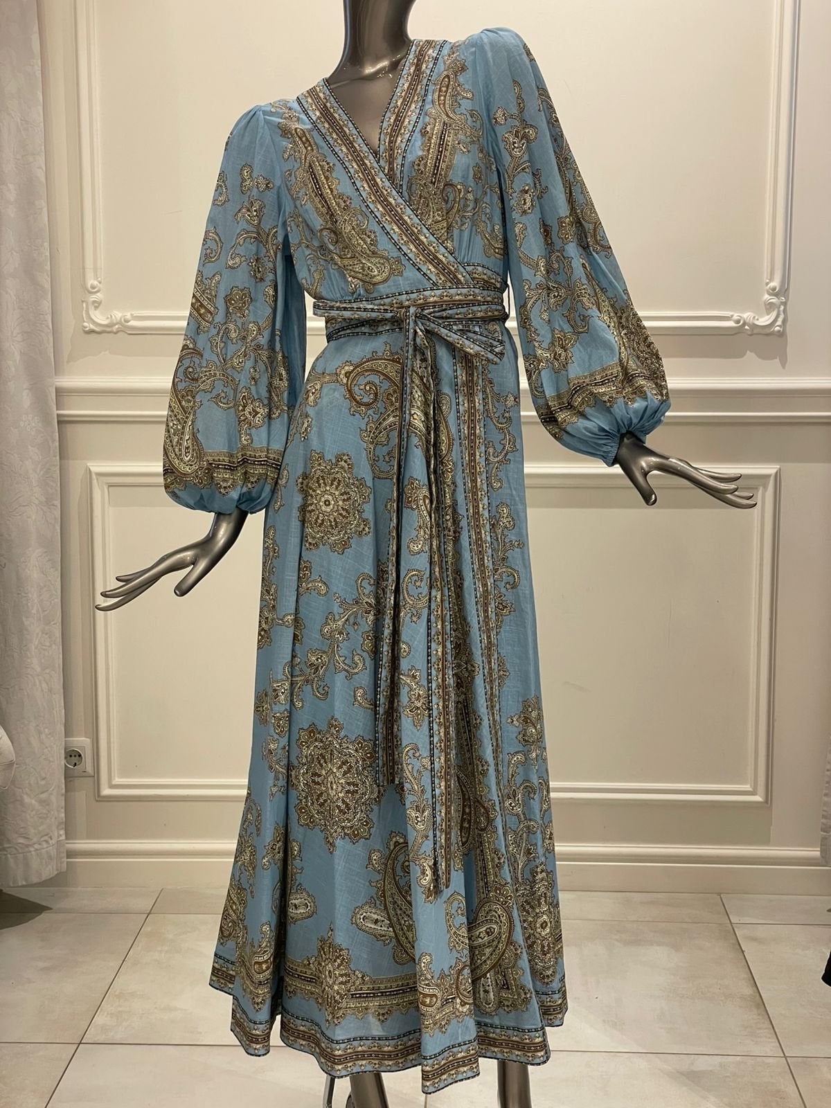 Zimmermann Maxi Jurk met Paisley Print - Zo goed als nieuw, Blauw, Maat 42/44 (L), Ophalen of Verzenden, Zo goed als nieuw
