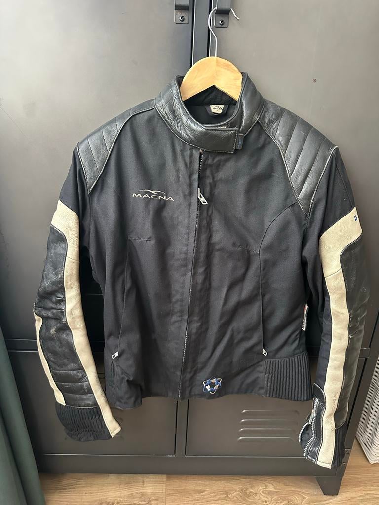 Macna motorjas - Leer en textiel - Maat L, Motoren, Kleding | Motorkleding, Ophalen of Verzenden, Tweedehands, Dames, Jas | textiel