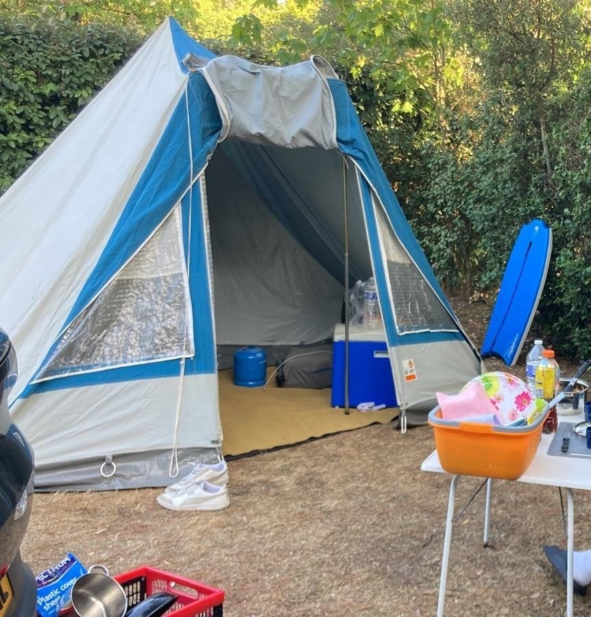 Piramidetent de wit 100% katoen, Caravans en Kamperen, Tenten, Ophalen, Gebruikt, Tot en met 4