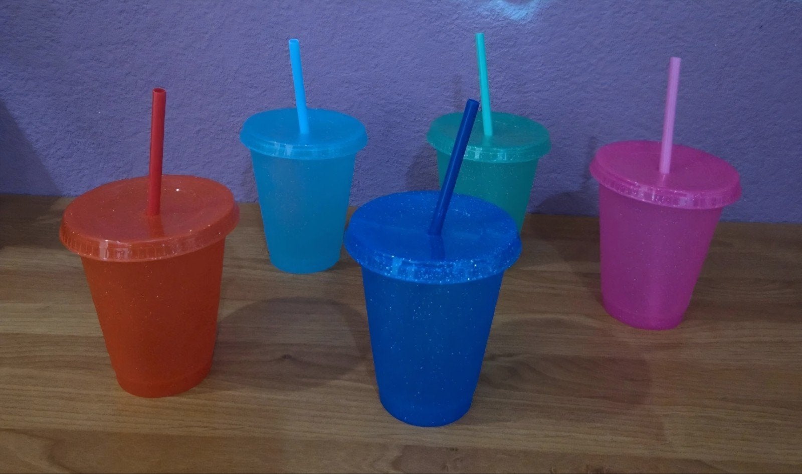 Set van 5 Herbruikbare Bekers met Rietjes en Deksel, Huis en Inrichting, Keuken | Keukenbenodigdheden, Nieuw, Overige typen, Overige merken