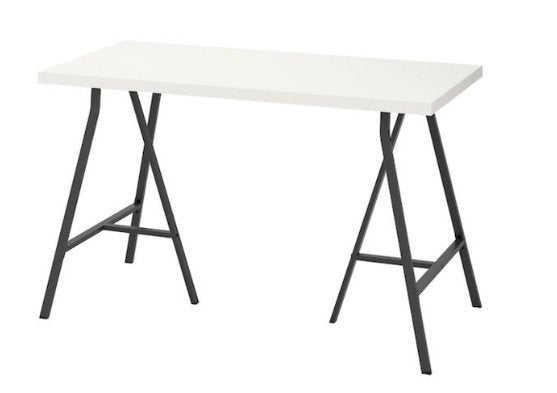 IKEA LINNMON Bureautafel 150x75cm met grijze poten, Ophalen, 150 cm, Zo goed als nieuw, 75 cm