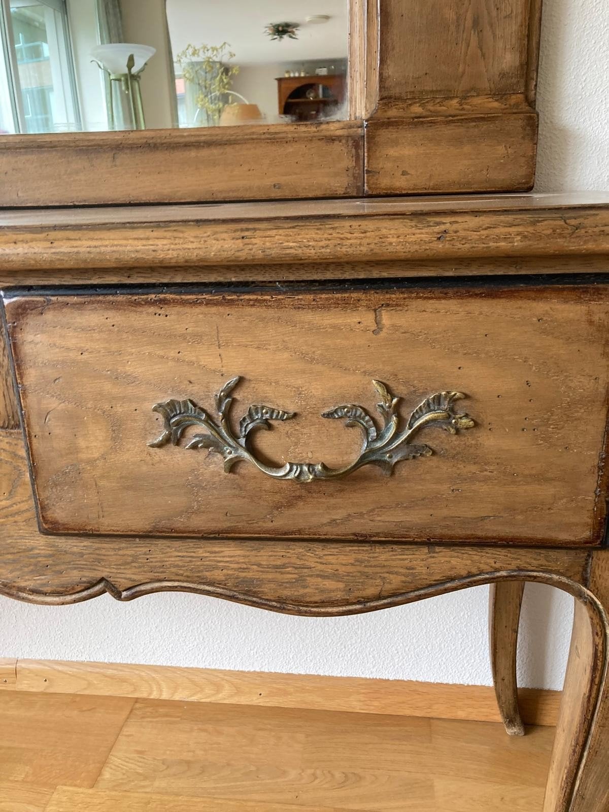 antieke eikenhouten wandtafel, br. 185, diepte 48,hoogte 242, Ophalen
