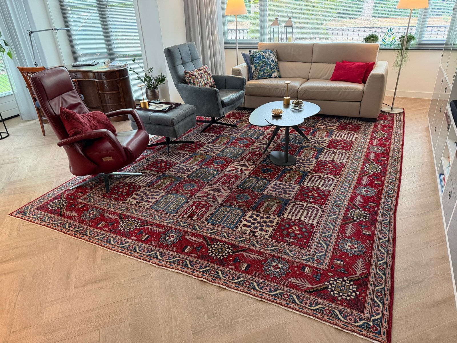 Handgeknoopt Perzisch tapijt Yazd Pasna, 290x406 cm, Ophalen, Perzisch, Zo goed als nieuw, 200 cm of meer