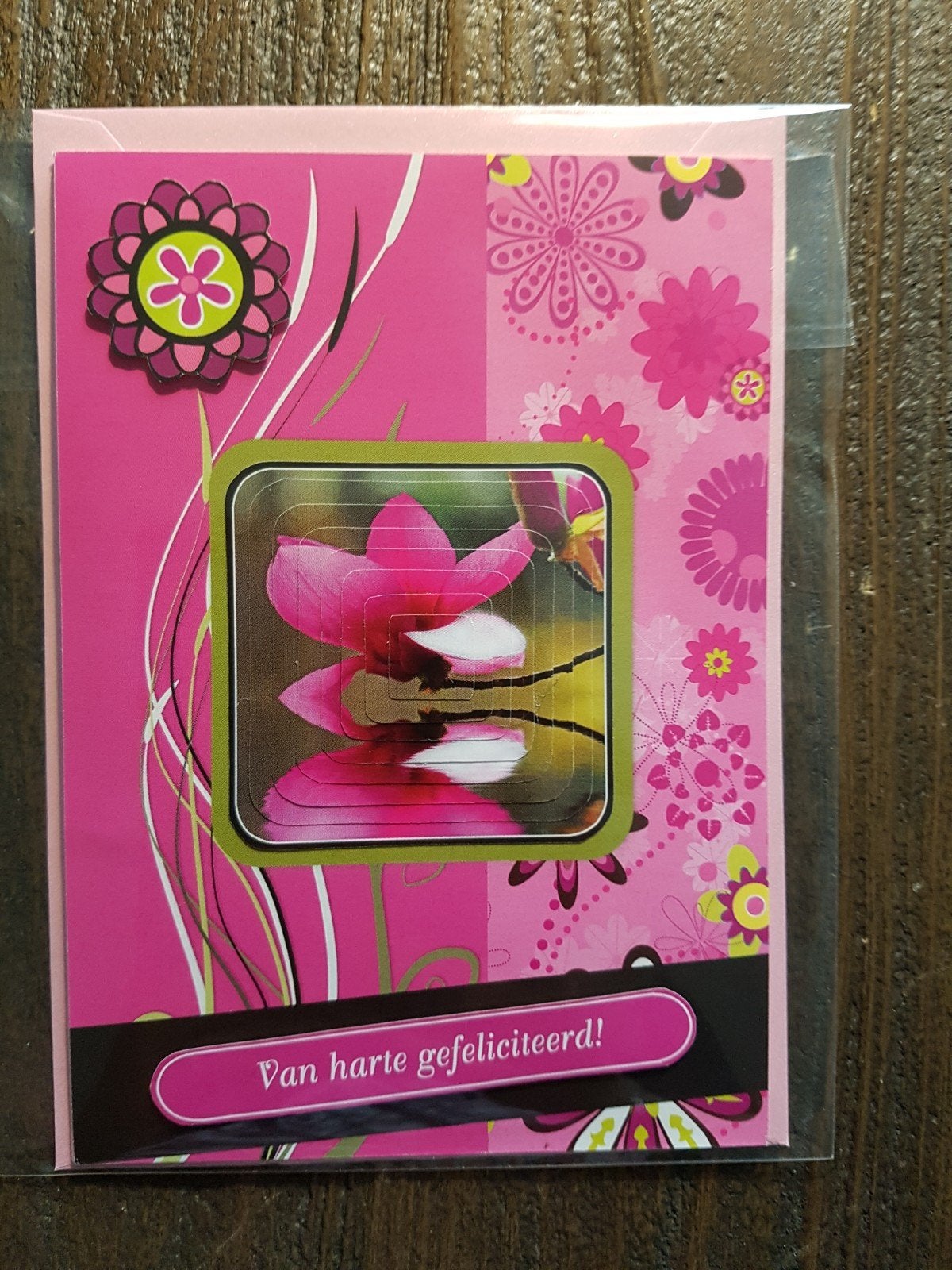 Kaartje verjaardag roze bloem, Ophalen of Verzenden, Nieuw, Overige thema's