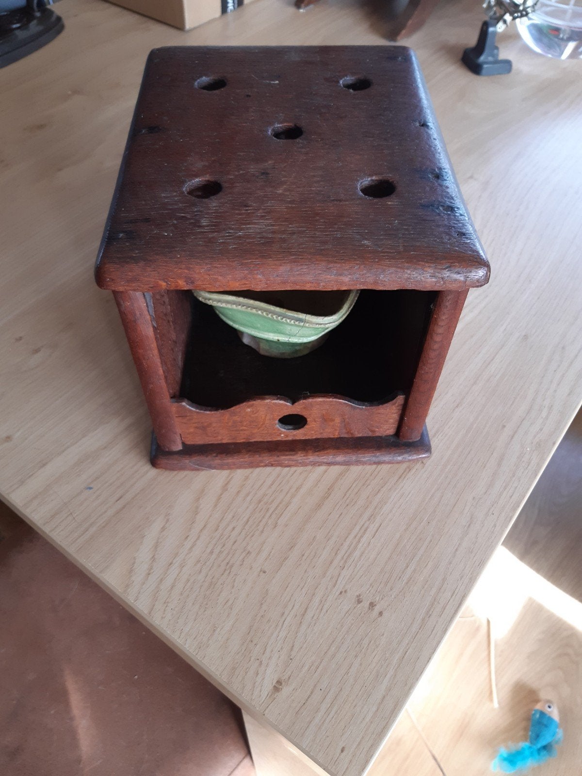 Antieke houten stoof/kachel met keramische kom (1), Ophalen of Verzenden