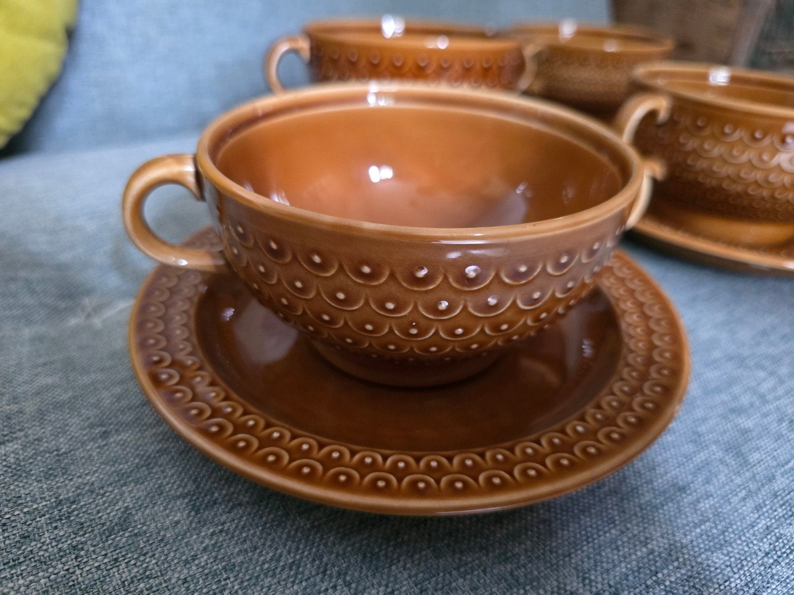4 vintage Pagnossin soepkommen met schotels, Ophalen of Verzenden