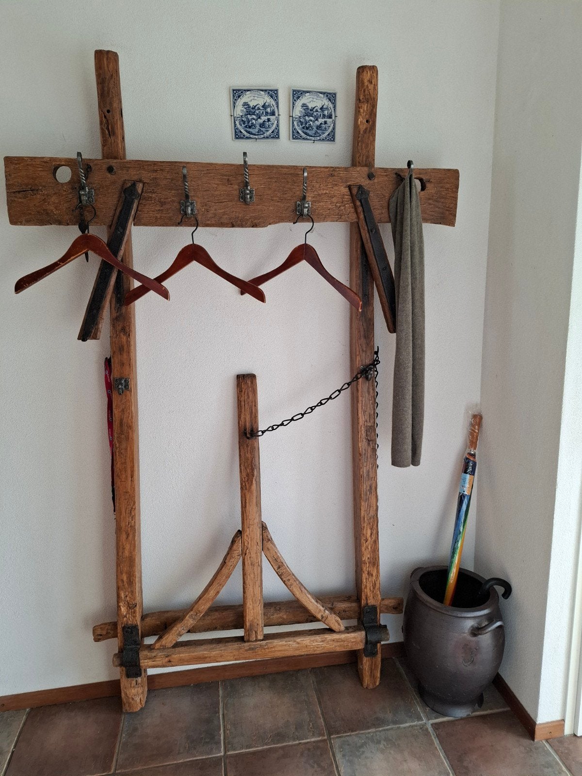 Unieke antieke kapstok van ploeg - landelijke stijl, Huis en Inrichting, Gebruikt, 150 tot 200 cm, Hout, Ophalen