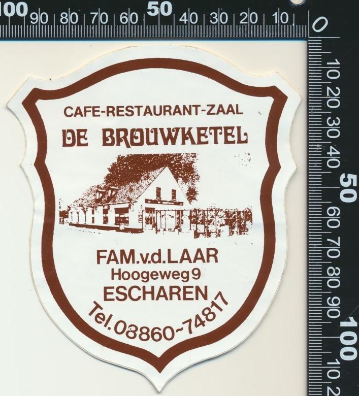 Sticker: Cafe Restaurant Zaal De Brouwketel - Escharen, Ophalen of Verzenden, Zo goed als nieuw, Bedrijf of Vereniging
