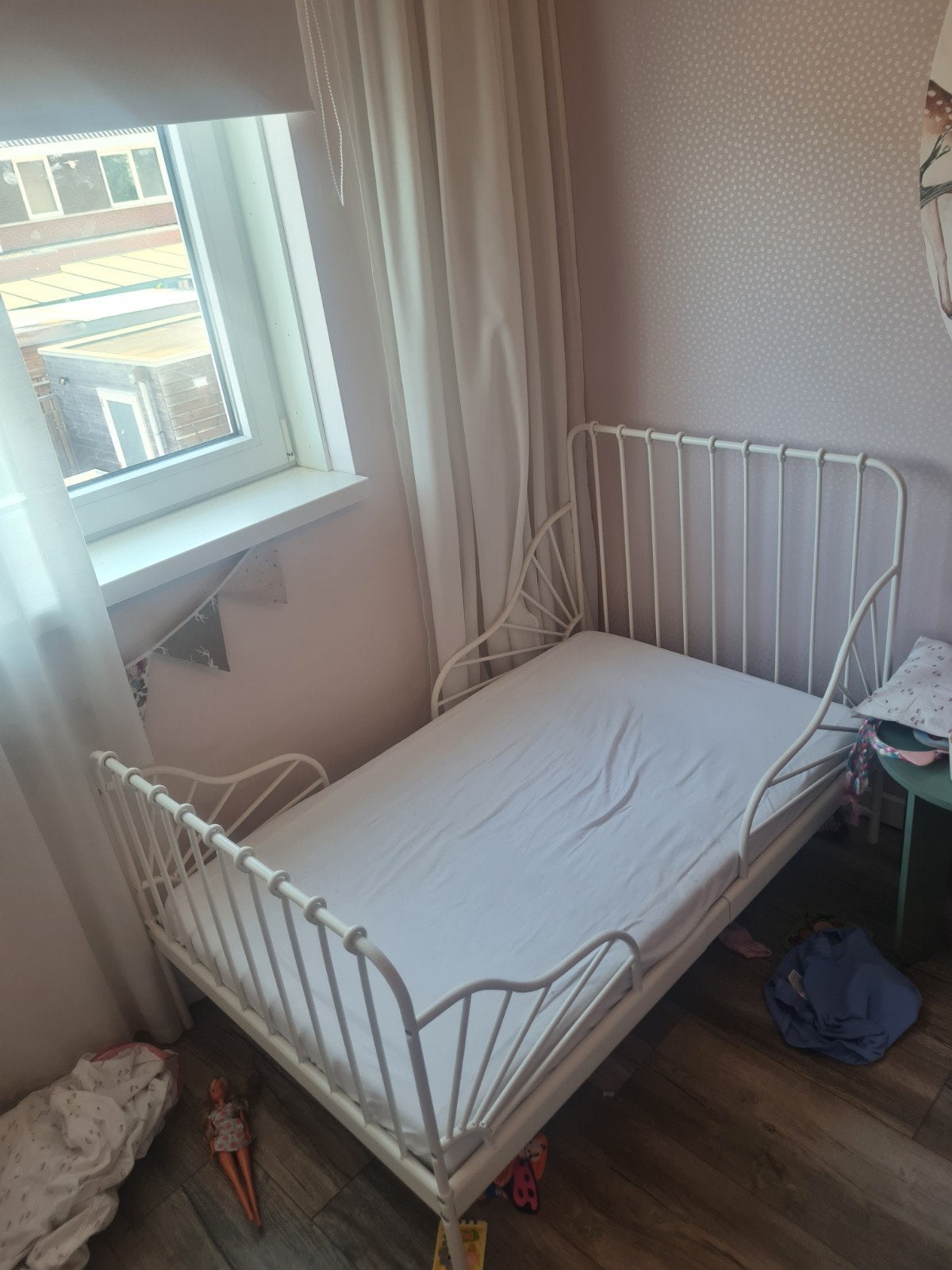 Ikea metalen bed peuterbed minnen, Ophalen, Zo goed als nieuw, Minder dan 140 cm, 85 tot 100 cm