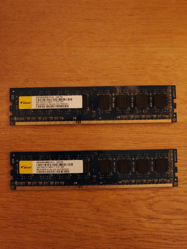 2x Elixir 4GB DDR3 1600MHz RAM, Gebruikt, 8 GB, DDR3, Ophalen of Verzenden