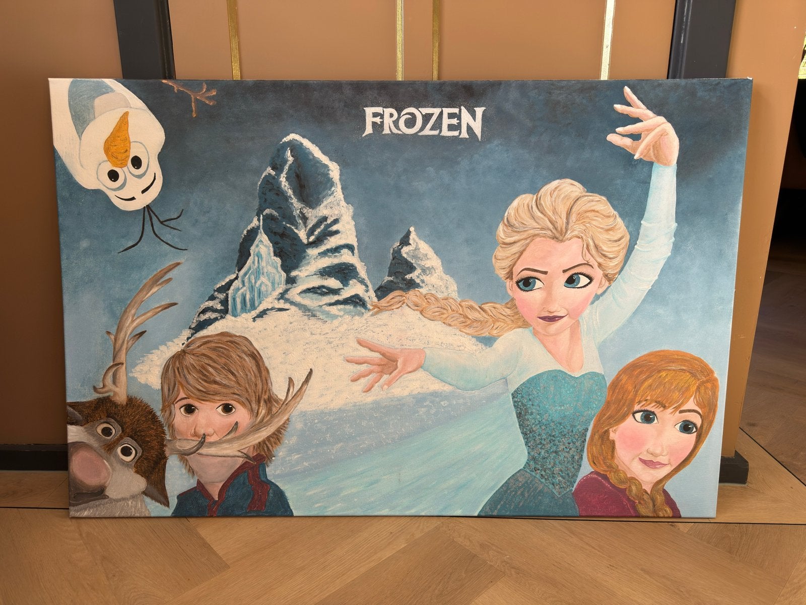 Frozen schilderij met glitters voor kinderkamer, Ophalen, Zo goed als nieuw, Overige typen
