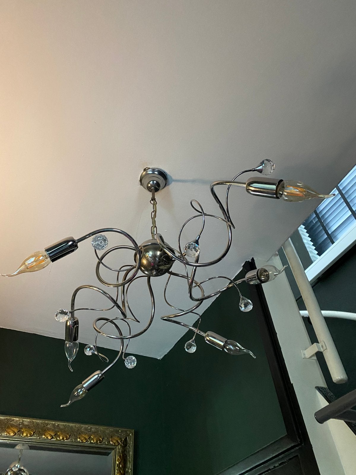 Zilver kleurig plafondlamp, Ophalen, Zo goed als nieuw
