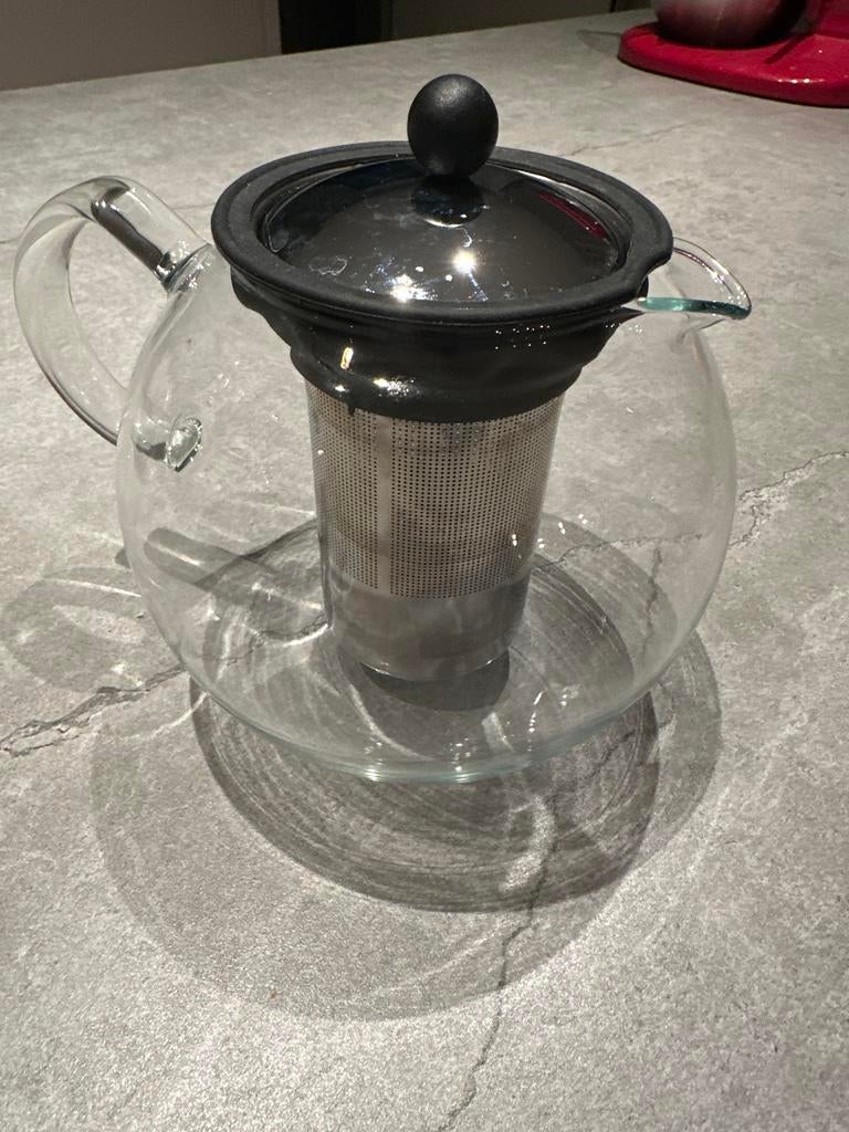 Bodum theepot met filter - Glas en RVS, Theepot/fluitketel, Glas, Bodum, Ophalen of Verzenden