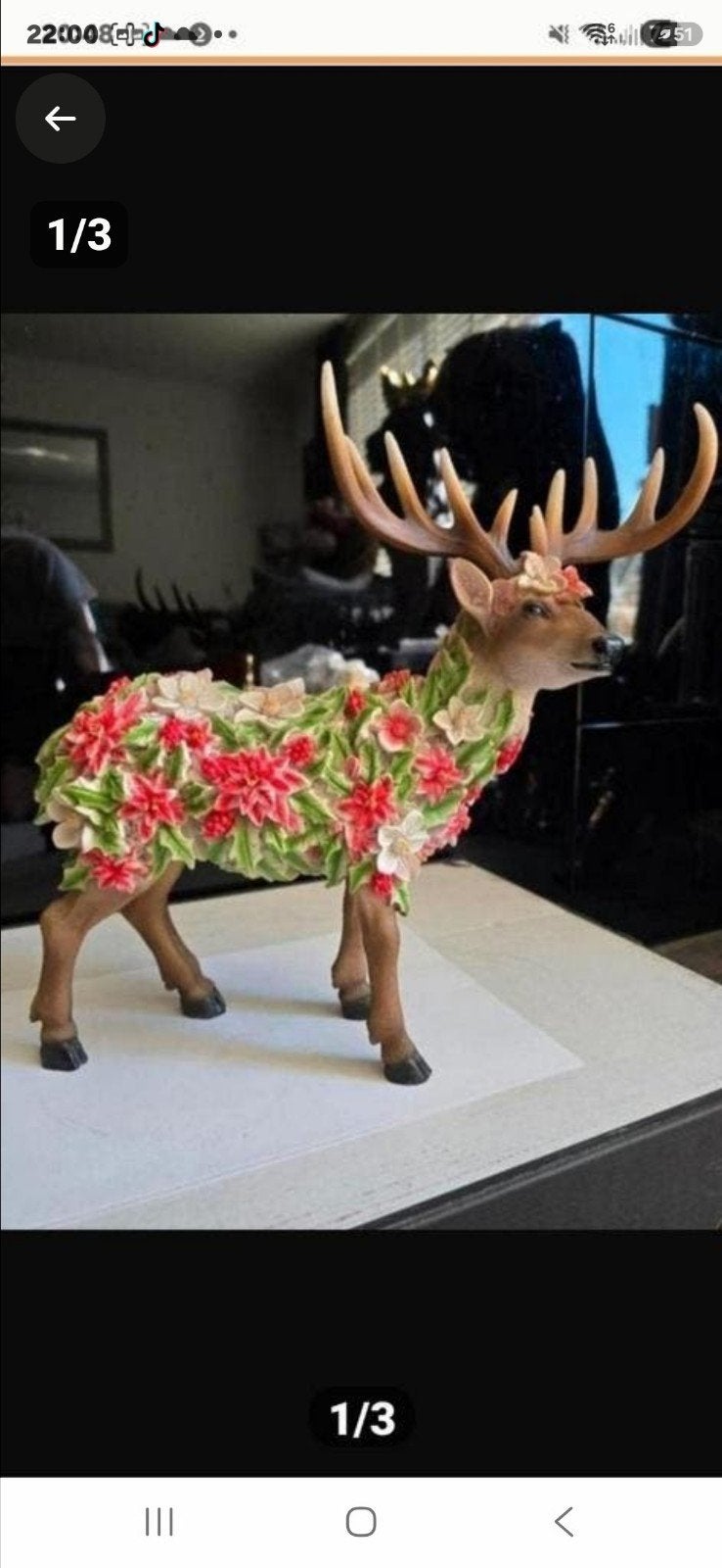 Prachtig decoratief hert, versierd met kleurrijke bloemen., Ophalen of Verzenden, Nieuw, Dier