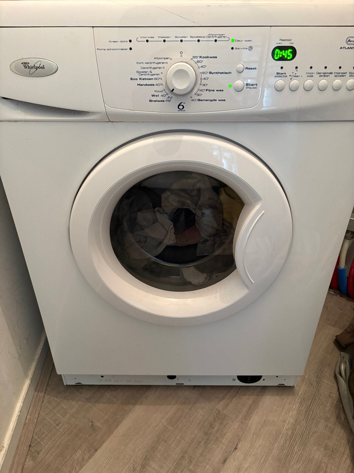 Whirlpool wasmachine, 6 jaar oud, Ophalen, Gebruikt, Voorlader, Kort programma