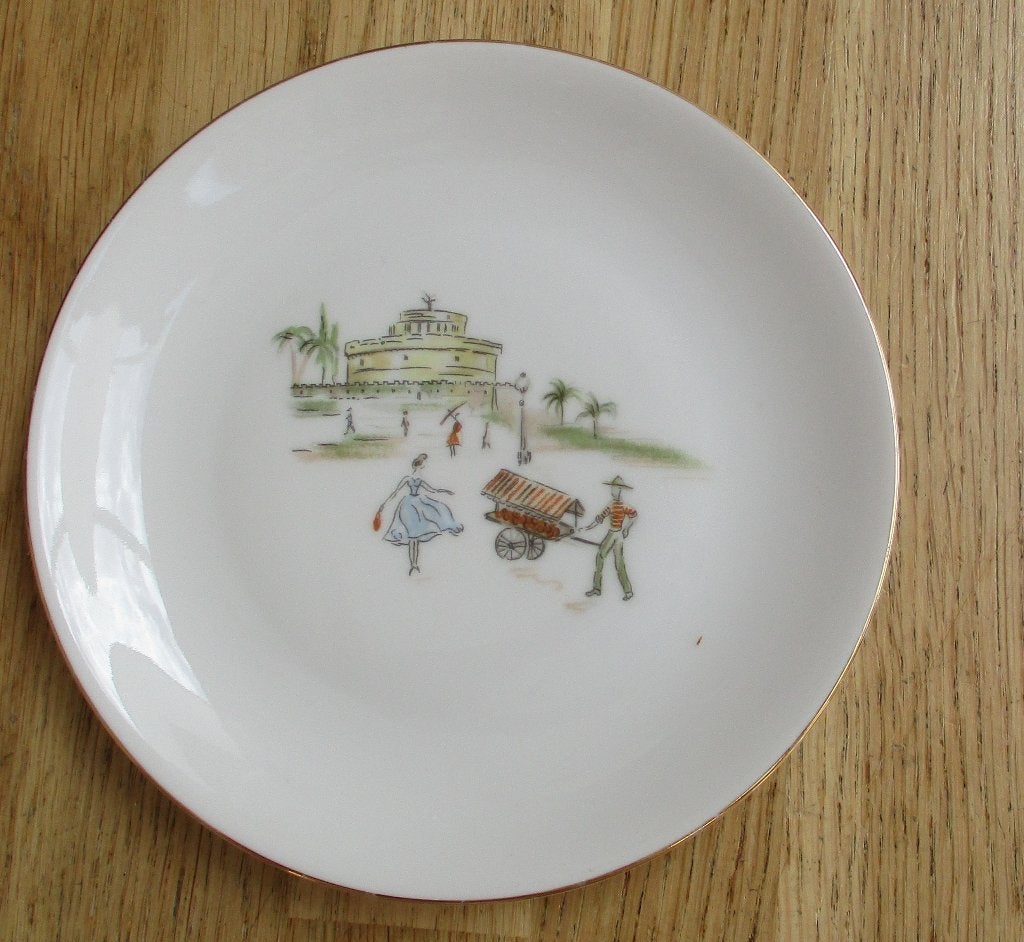 ARZBERG gebakbordje met gouden rand 15 cm gaaf Rome?, Ophalen of Verzenden