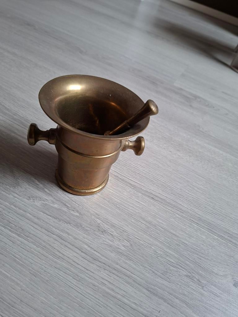 Koperen vijzel met stamper, Antiek en Kunst, Ophalen of Verzenden