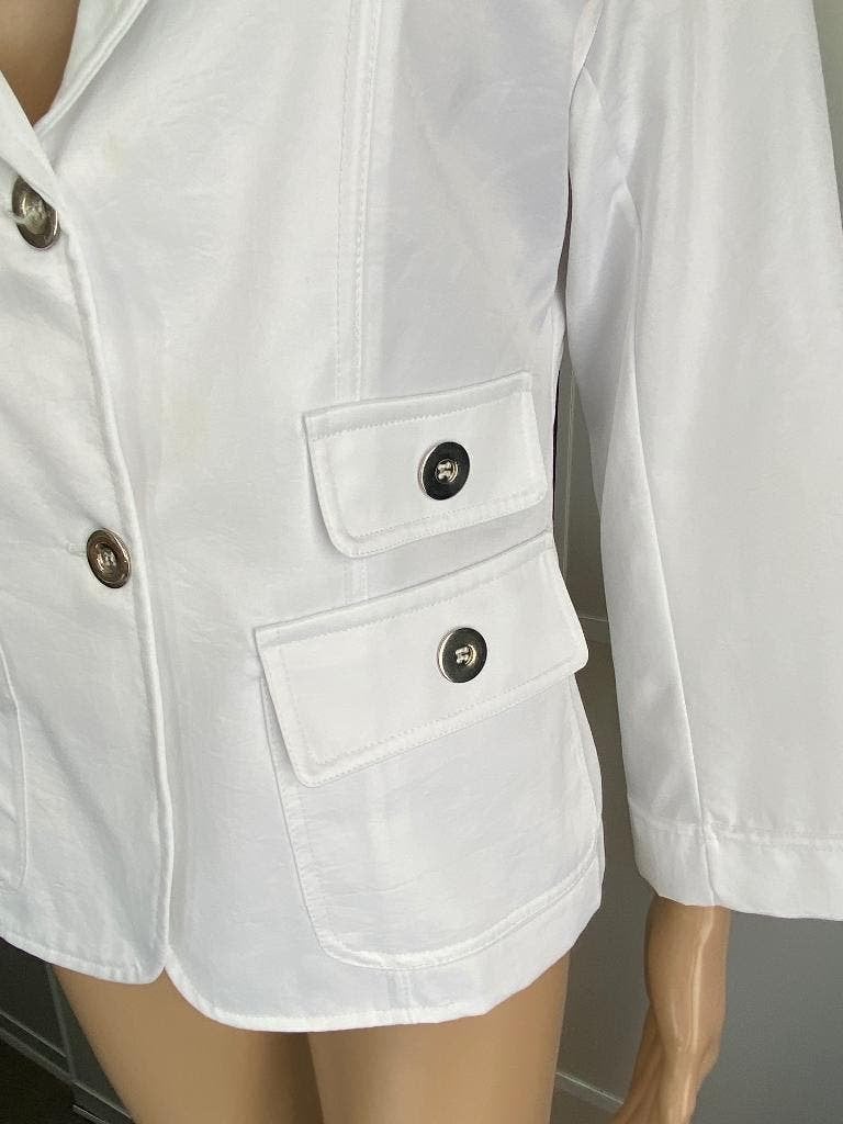 K165 Tijdloos designer jasje maat 38=M blazer colbert wit, Maat 38/40 (M), Ophalen of Verzenden, Zo goed als nieuw, Jasje