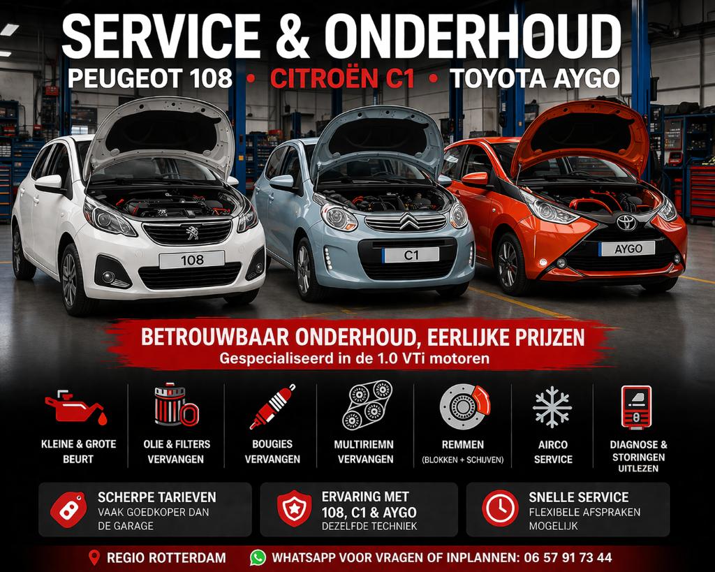 Onderhoud Peugeot 108 / Citroën C1 / Toyota Aygo, Ophalen of Verzenden
