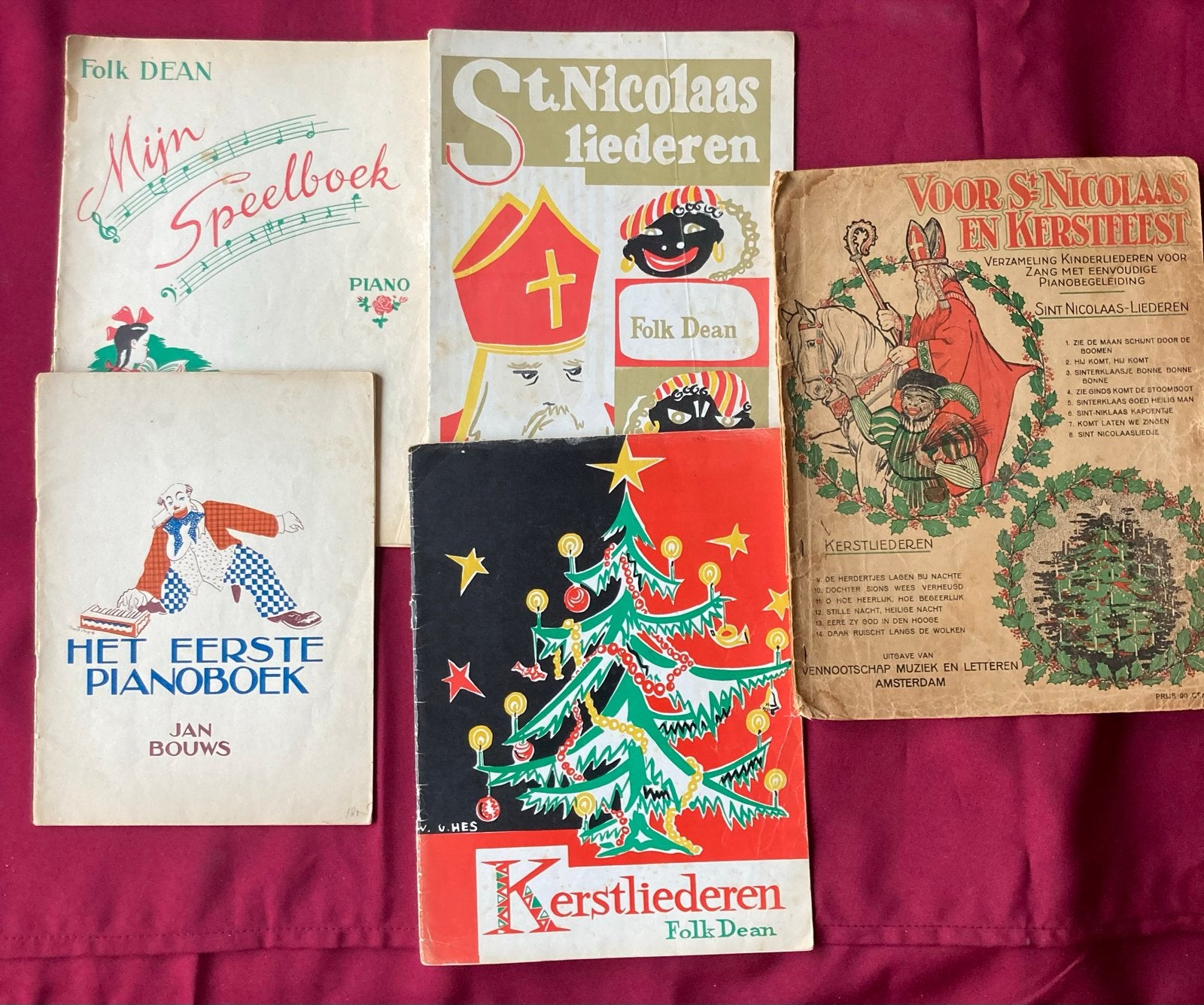 Vintage Pianoboeken: Sinterklaas, Kerst & Speelboek (5 stuks, Muziek en Instrumenten, Gebruikt, Overige genres, Overige soorten