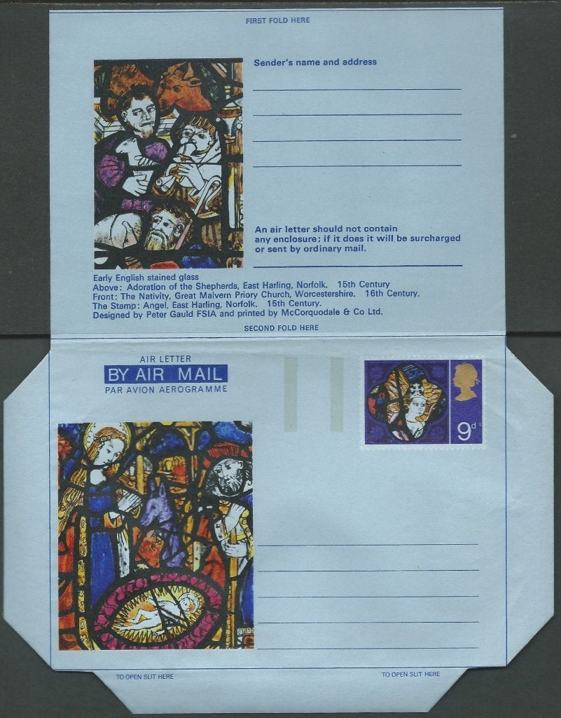 ENGELAND 1970 9d. Kerstmis Airletter, Greiner: 47, MINT., Verzenden, Postfris