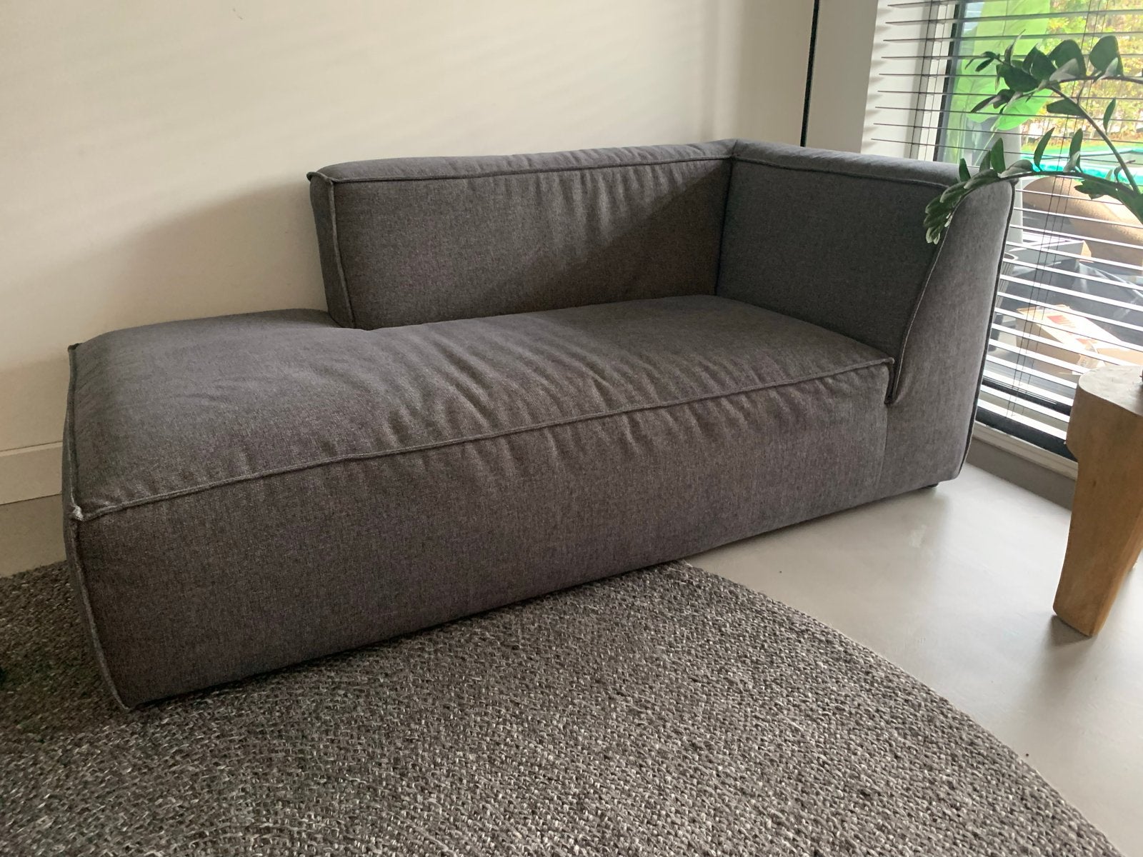 Comfortabele grijze lounge bank chaise lounge, Ophalen, Gebruikt, 100 tot 125 cm, 150 tot 200 cm