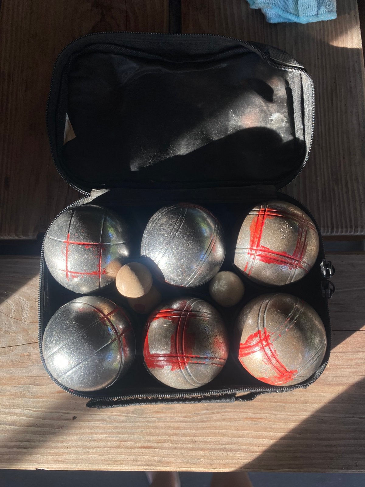 6 jeu de boule ballen met tasje, Ophalen of Verzenden, Gebruikt, Bal