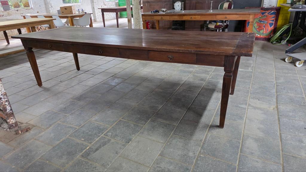 300 cm lange boerentafel mooi rustiek geleefd blad, Ophalen