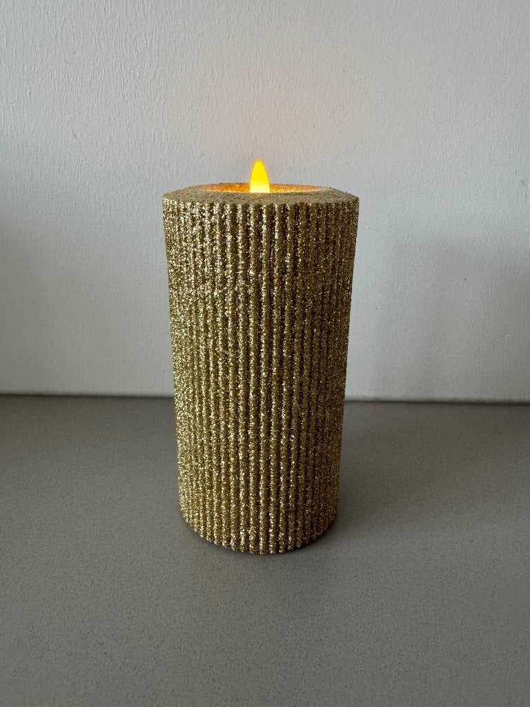 Glitter LEDkaars goud,HEMA 15,5cm, Kunststof, Ophalen of Verzenden, Zo goed als nieuw, HEMA