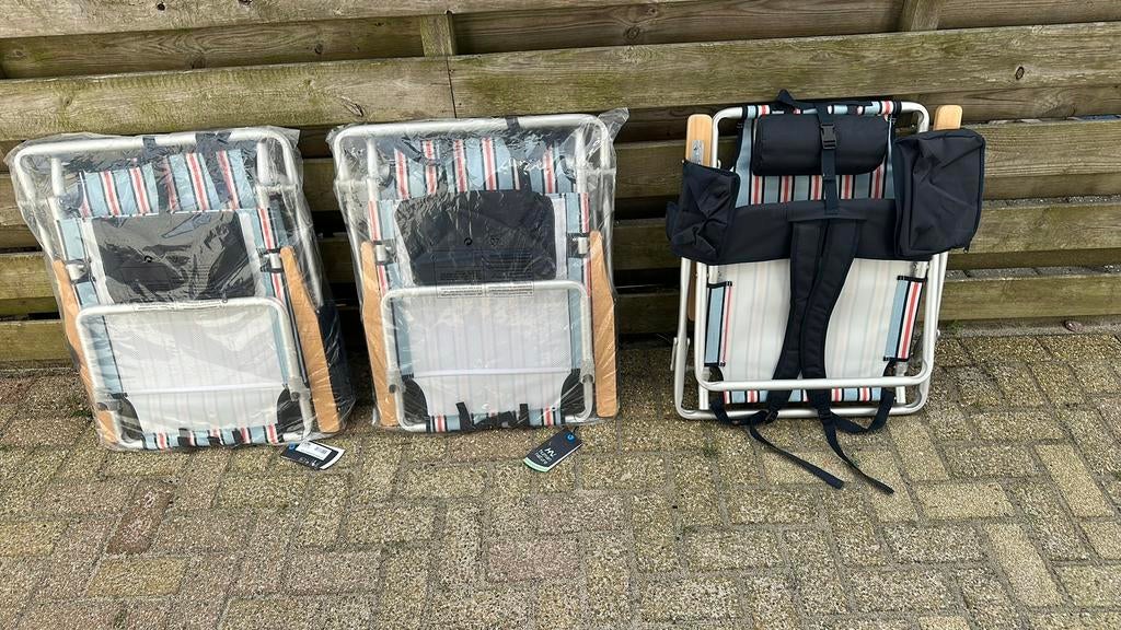 3 x strandstoelen anwb met bolderkar nieuwe in doos, Ophalen of Verzenden, Zo goed als nieuw, Campingstoel