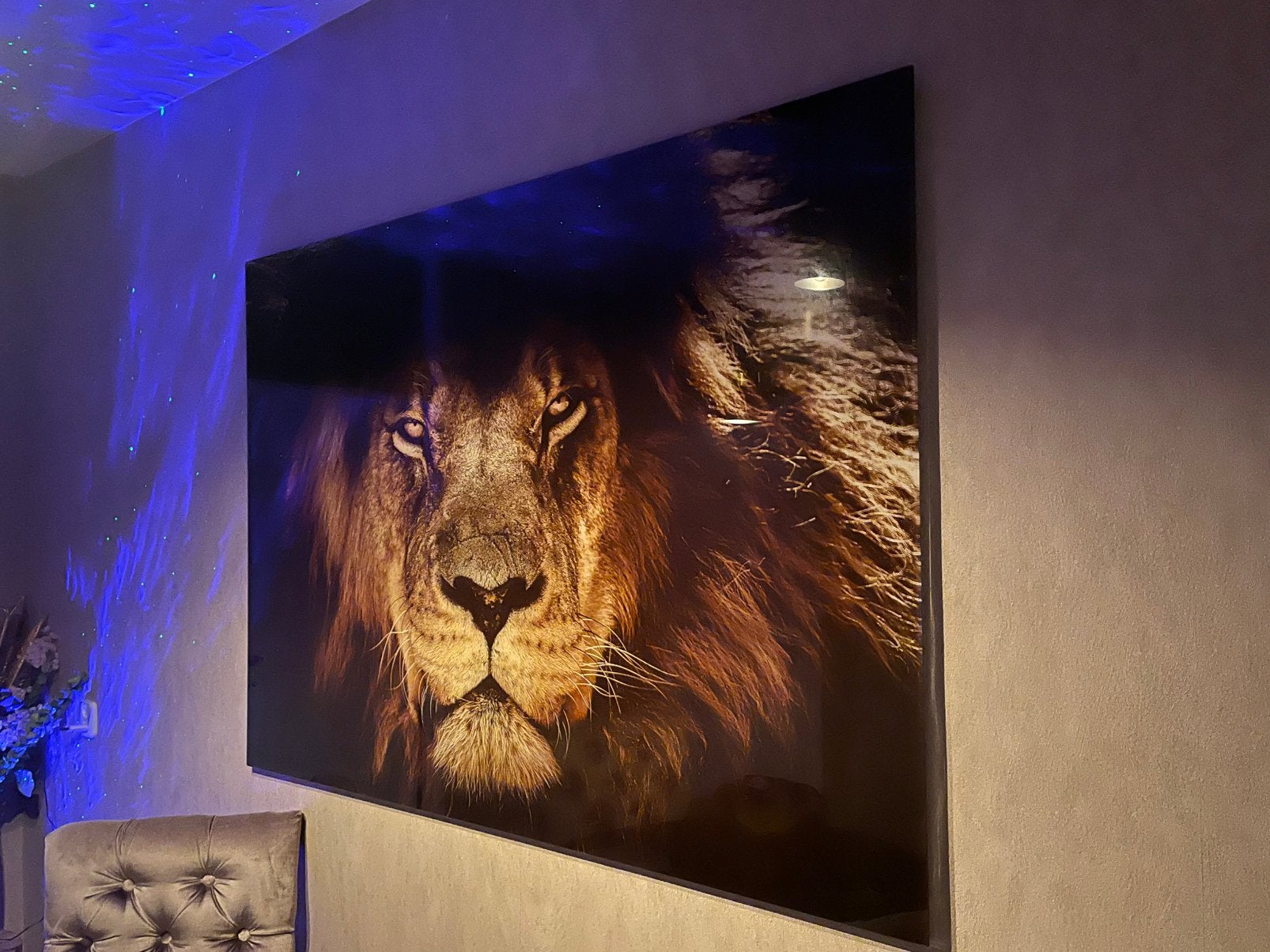 Luxe glazen schilderij Leeuw Echt Glas XL Wanddec Hotel Chic, Ophalen